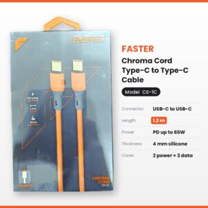 FASTER Chroma Cord CS-1C USB-C to USB-C 65W Cable