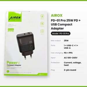AIROX PD-01 Pro 25W PD + USB Compact Adapter